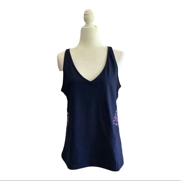 Gap Fit Razor Back Top Blue with Floral Print. Size XL Excellent Condition - Picture 1 of 5
